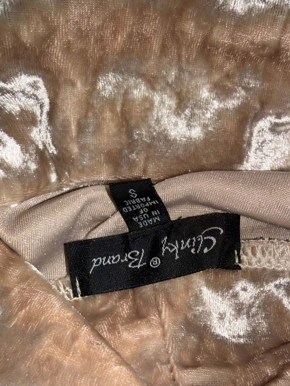 Slinky Brand Crushed Velvet Turtleneck Size S Taupe - Picture 4 of 4